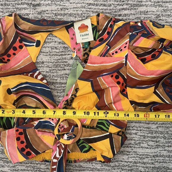 NWT Farm Rio Multi Banana Cropped Blouse Small - Picture 7 of 12